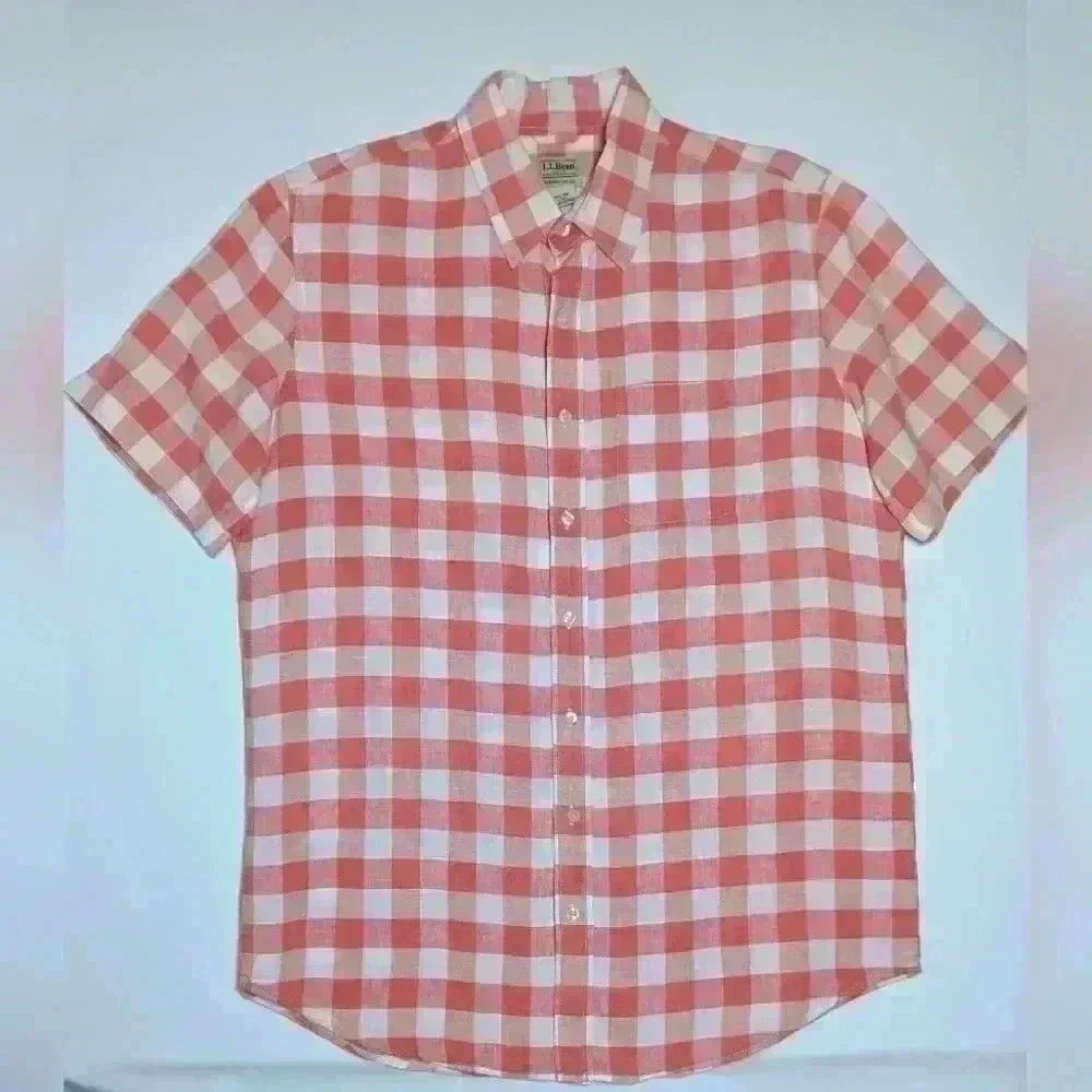 LLBEAN 💯 Linen button down shirt . Men's size L Tall
